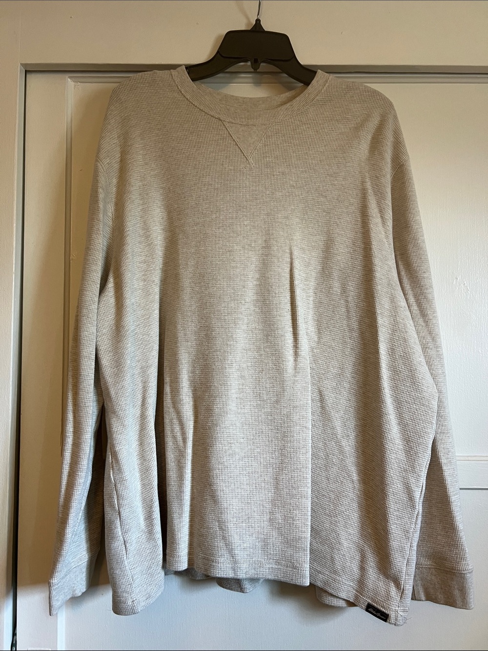 Eddie Bauer Cream Waffle Knit Long Sleeve Top